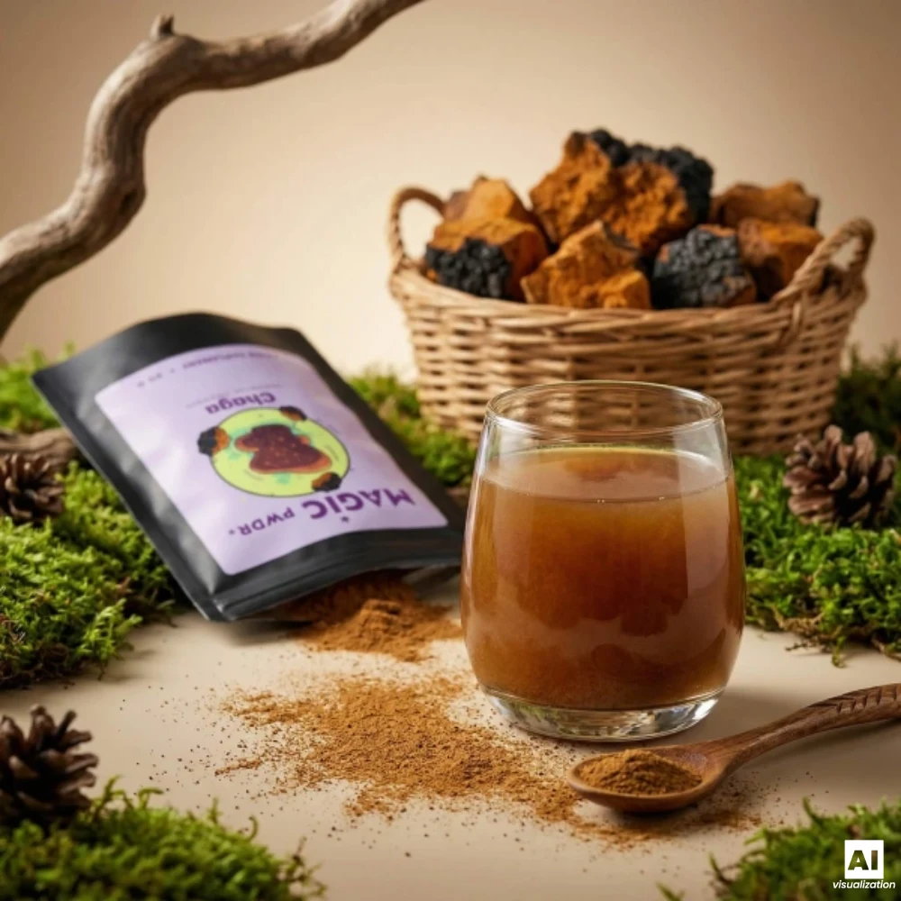 Magic Pwdr Chaga, 10:1 ekstrakt af frugtlegemer i pulverform.