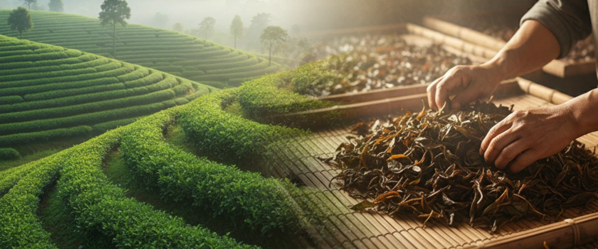 Produktionsprocessen for løsbladet sort te – fermentering og tørring