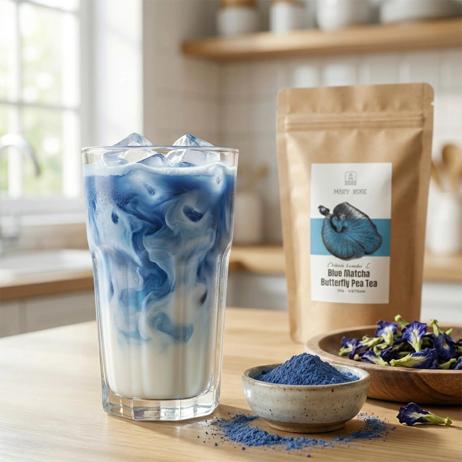 Mary Rose Blue Matcha – naturlig blå matcha fra Clitoria ternatea