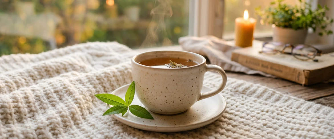 Afslappende citronverbena-te.