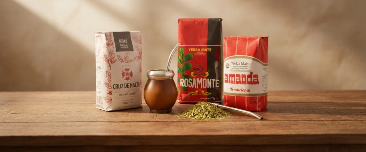 Klassiske argentinske yerba mate-mærker – Amanda, Rosamonte og Cruz de Malta