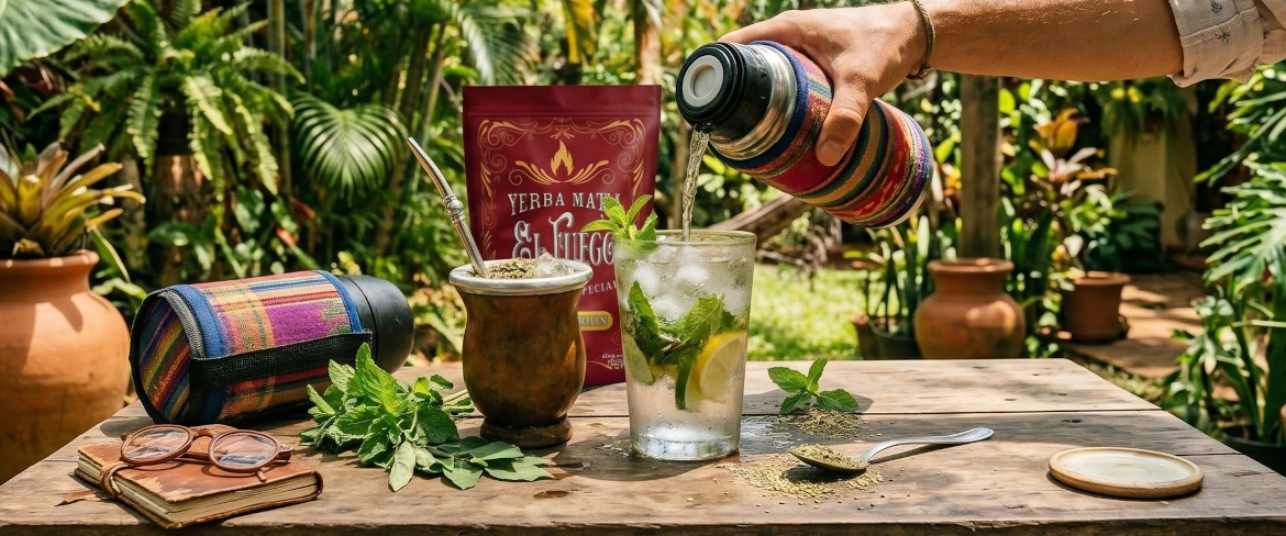 Tereré – en kold serveret te fra Paraguay, en forfriskende paraguayansk yerba mate med urter og citrusfrugter