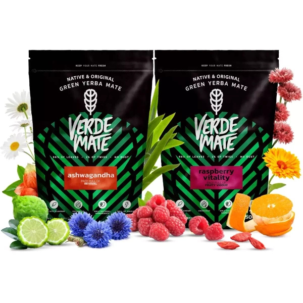 Yerba Verde Mate Ashwagandha Hindbær 1kg