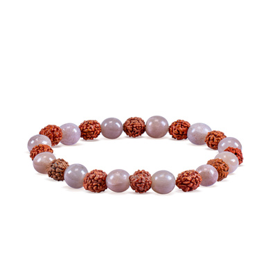 Armbånd med rudraksha og ferskenfarvet månesten