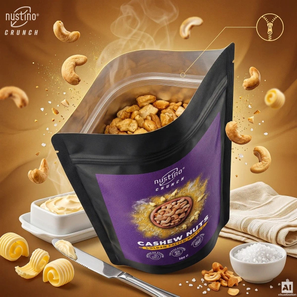 Nustino Crunch – Ristede cashewnødder – Golden Salted Butter 200 g