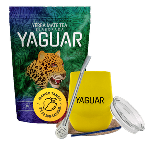 Yerba Mate Sæt: Yaguar Mango Tango 500g + TermoLid + Bombilla