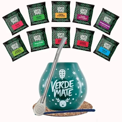 Sæt Yerba Mate Green 500g Kalabas Bombilla 10x50g