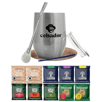 Yerba Mate Sæt: prøver 10x50g + TermoLid + Bombilla
