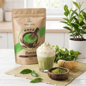 Sæt med 2 kinesiske matcha‑teer: premium + kulinarisk