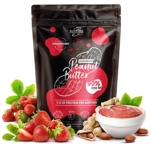 Sæt med jordnøddesmørpulver Nustino: Classic + Strawberry 2x400g