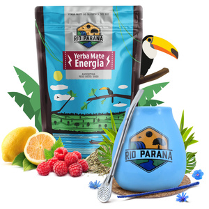 Yerba Mate sæt Rio Parana Energia 500g Kalabas + Bombilla