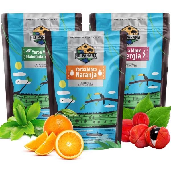 Sæt Yerba Mate Rio Parana forskellige typer 3x500g
