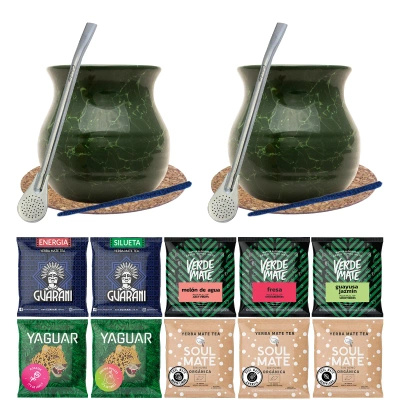 Sæt til to 10x50g mate-te Bombilla Gourd