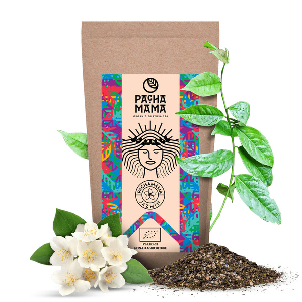 Sæt Guayusa Pachamama Jazmín 100g + Kalabas + Bombilla