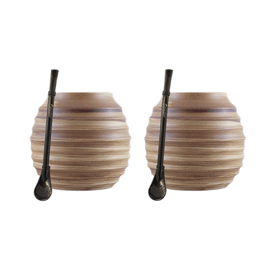 Sæt med Tilbehør til Yerba Mate: 2x Kalabas + 2x Bombilla