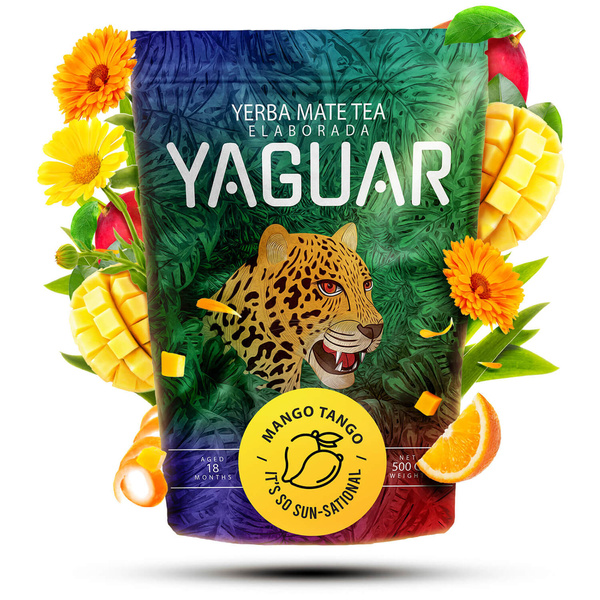 Yerba Mate Sæt Yaguar 500g 0,5kg Kalabas + Bombilla