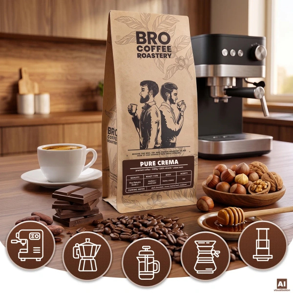 Bro Coffee Roastery – Helbønnekaffe Pure Crema 1 kg
