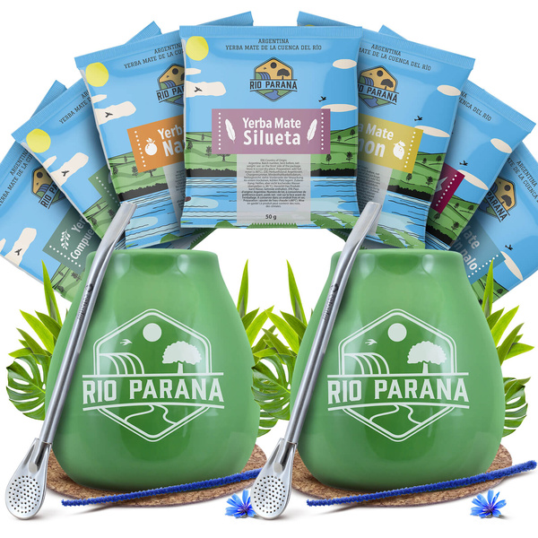 Yerba Mate Rio Parana Sæt TIL TO Kalabas Bombilla