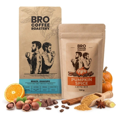 Sæt til Pumpkin Spice Latte: kaffe Bro Coffee Roastery Brazil Guaxupe 1kg + Pumpkin Spice Latte Mix 100g