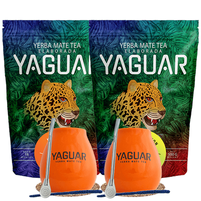 Yerba Mate-sæt Yaguar Naranja 500g + Yaguar Menta Limon 500g
