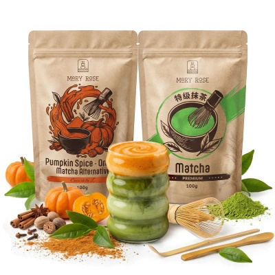Sæt til farverig Matcha Latte: Matcha + Orange Matcha + tilbehør