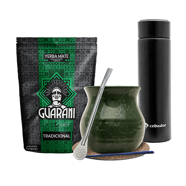 Sæt med Yerba Guarani Elaborada 500 g termokande til græskar