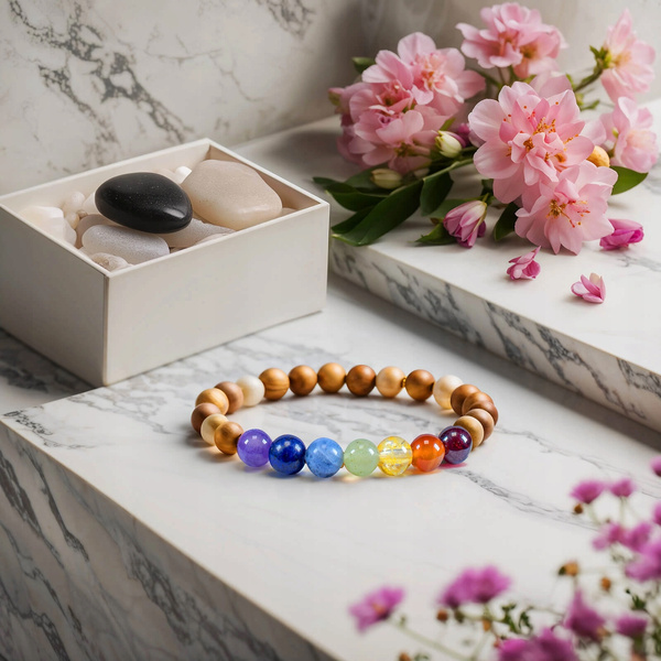 Armbånd "Syv Chakraer" – sten og kadam