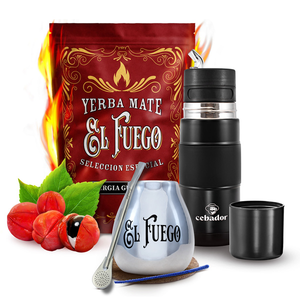 Yerba Mate Sæt El Fuego Energia 500g 0,5kg Yerbomos + Kalabas + Bombilla
