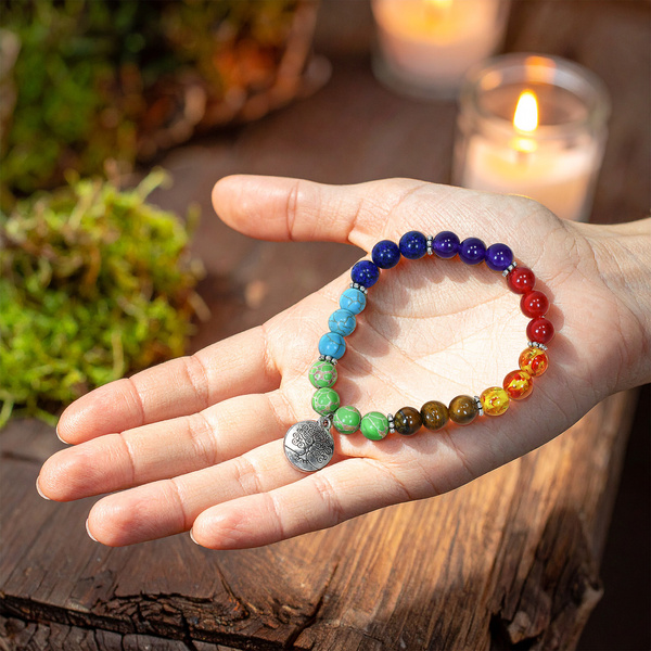 Armbånd "Syv Chakraer" – med Livets Træ
