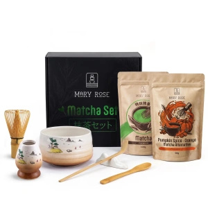 Gavesæt til farverig Matcha Latte: Matcha + Orange Matcha + tilbehør