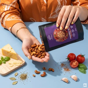 Nustino Crunch – Ristede cashewnødder – Pizza Margherita Flavour 200 g