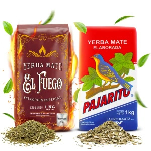 Yerba Mate Elaborada-sæt: El Fuego 1kg + Pajarito 1kg