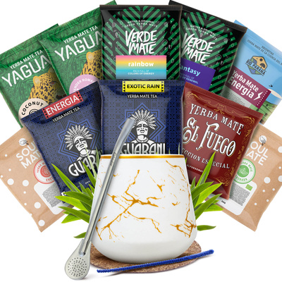 Yerba Mate-sæt: prøver 10x50g Kalabas + Bombilla