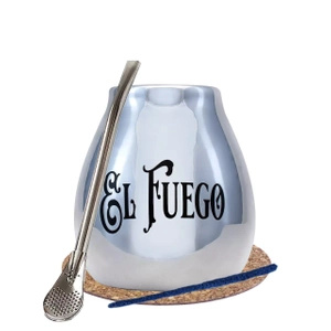 Yerba Mate BIG kalabas sølv bombilla El Fuego