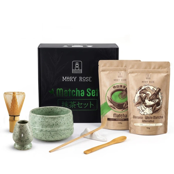 Gavesæt til farverig Matcha Latte: Matcha + White Matcha + tilbehør