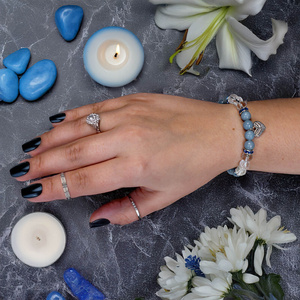Armbånd med angelit og bjergkrystal – Heart