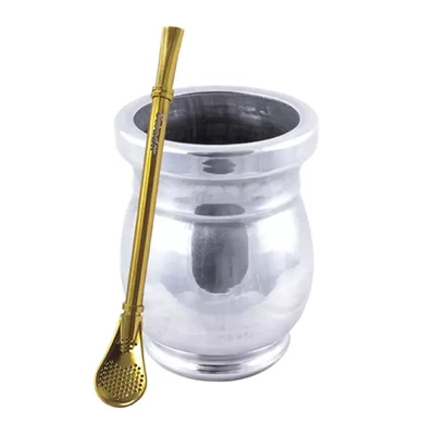 Palo Santo Mate-kop + Bombilla Gringo Gold