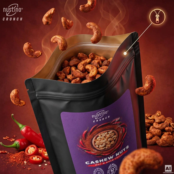 Nustino Crunch – Ristede cashewnødder – Hot & Bold Chilli 200 g