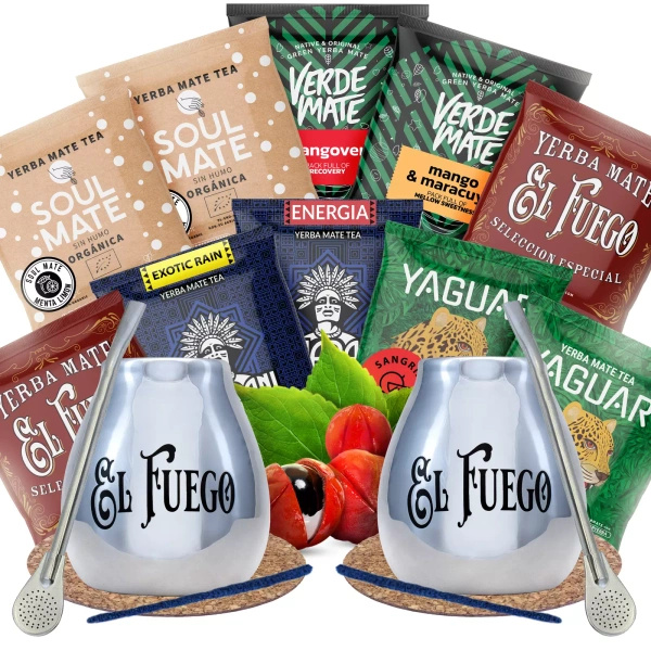 SÆT FOR TO Yerba Mate Calabash Bombilla 10x50g