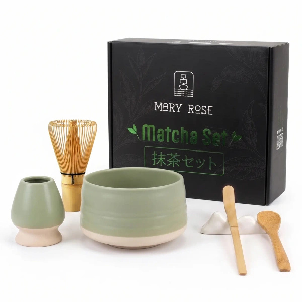 Gavesæt: tilbehør til tilberedning af matcha-te