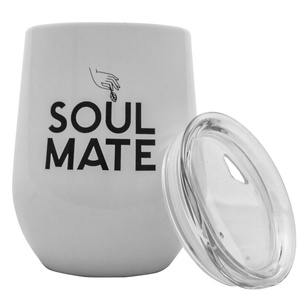 TermoLid – termokop til yerba mate med låg – Soul Mate (hvid) – 350 ml
