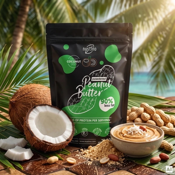 Nustino – Jordnøddesmør i pulverform – Coconut (uden tilsat sukker) 400 g