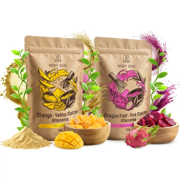 Sæt med farverige matchaer: Yellow Matcha + Pink Matcha