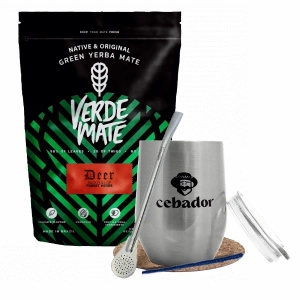 Yerba Mate Sæt: Verde Mate Deer 500g + TermoLid + Bombilla