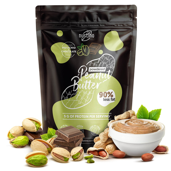 Nustino – Jordnøddesmør i pulverform – Pistachio & Chocolate (uden tilsat sukker) 400 g