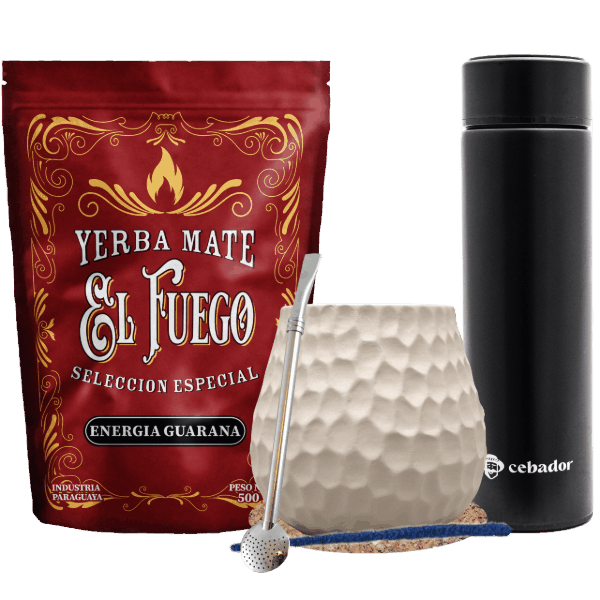 Yerba Mate-sæt: El Fuego 500g + Termokande LED + Kalabas + Bombilla
