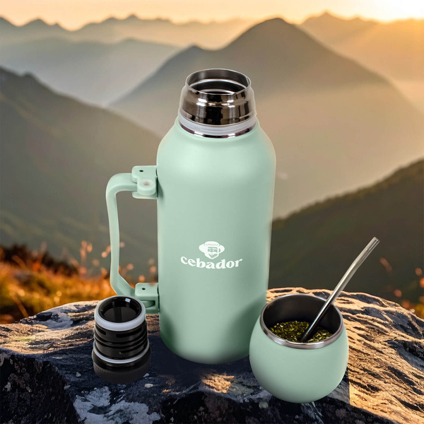 YerbaGo – Termokande med kalabas og bombilla 1,3 L – pistacie
