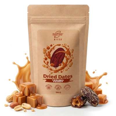 Nustino Bites – Tørrede Dadler – Caramel Peanut 100 g