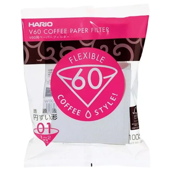Papirfiltre til Hario V60-01 dripper (100 stk.)