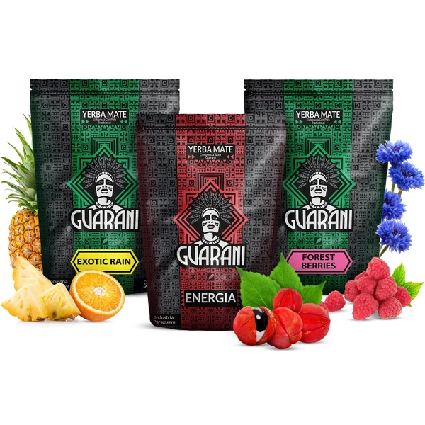Yerba Mate Guarani energi- og frugtsæt 3x500g